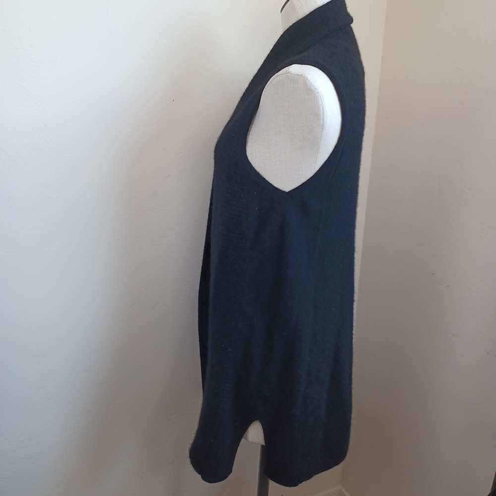 Charter Club Luxury Womens Black 100% Cashmere Open Front Shawl Collar Vest L - Picture 4 of 7